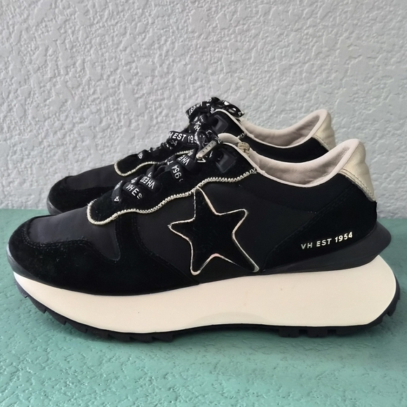 Vintage Havana Star Platform Sneakers Black Gold Size 7 - Picture 5 of 14